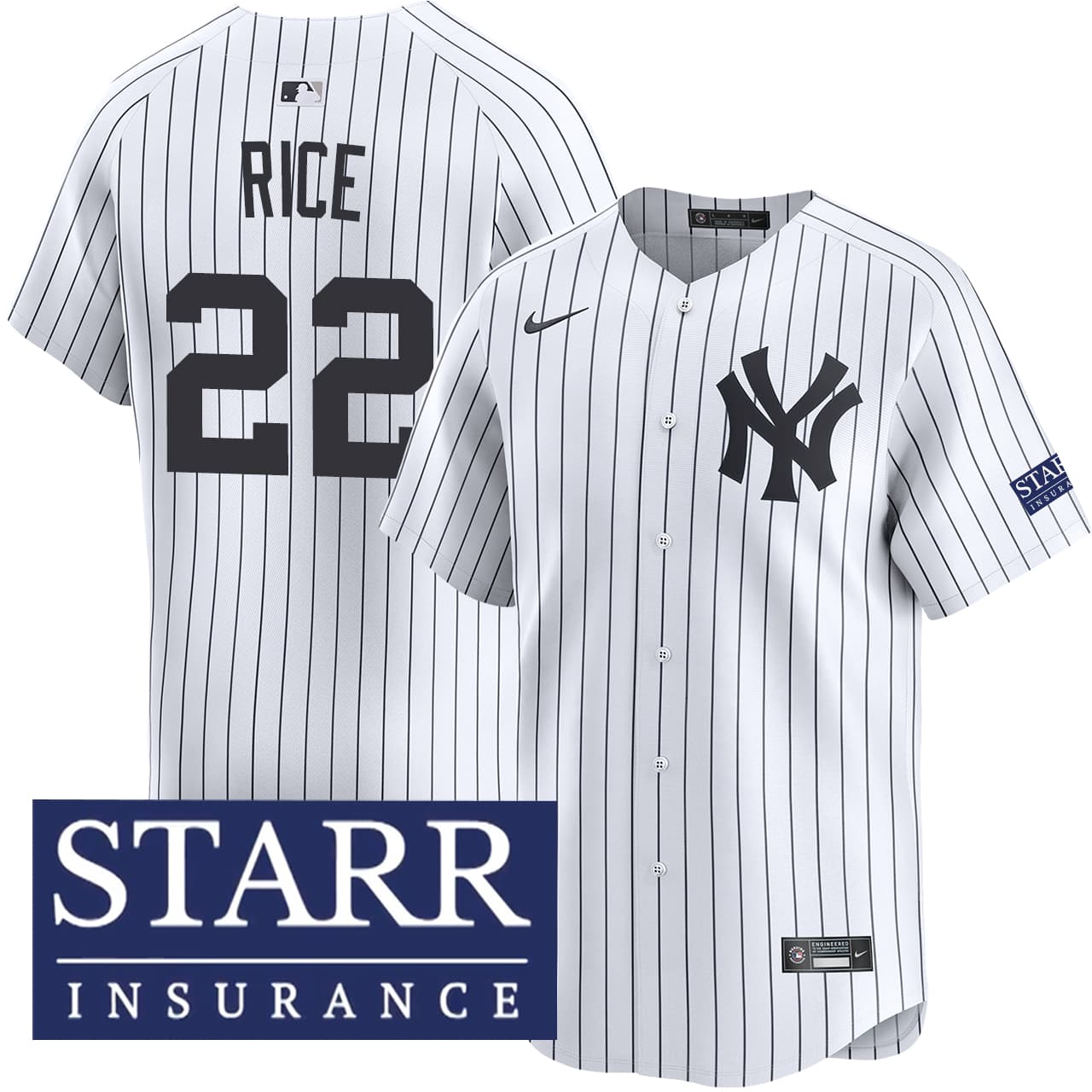 Men's New York Yankees NIKE® Ben Rice Home Limited Starr Patch Jersey