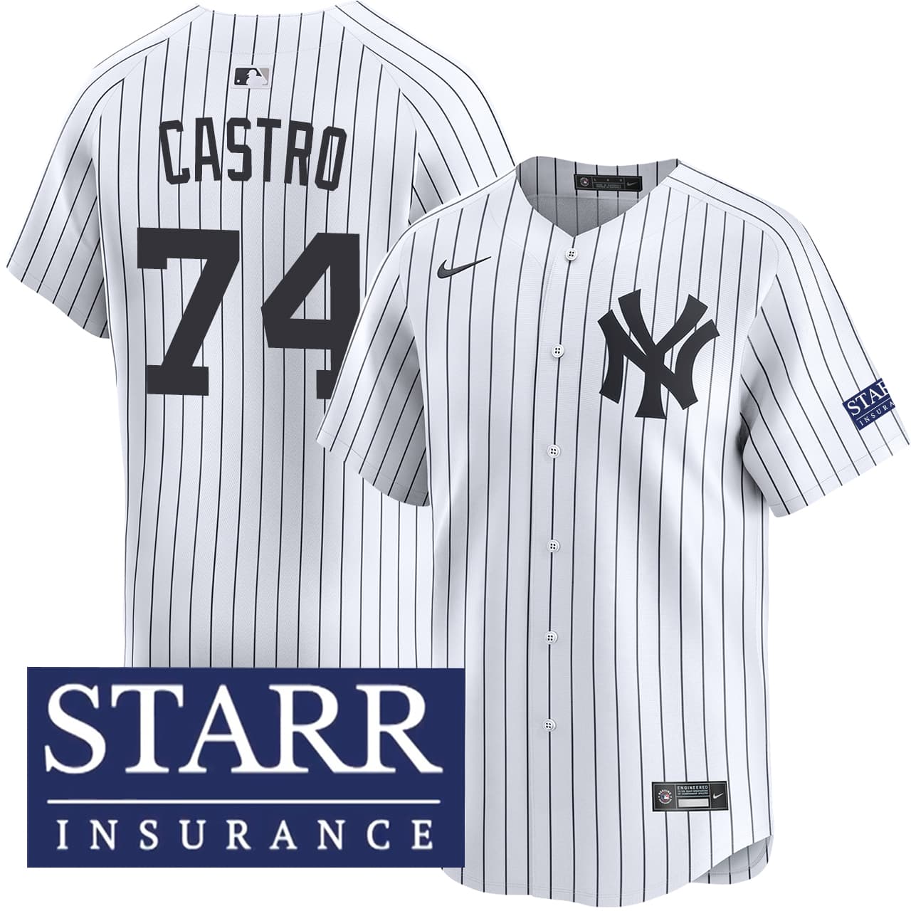 Men's New York Yankees NIKE® Kervin Castro Home Limited Starr Patch Jersey