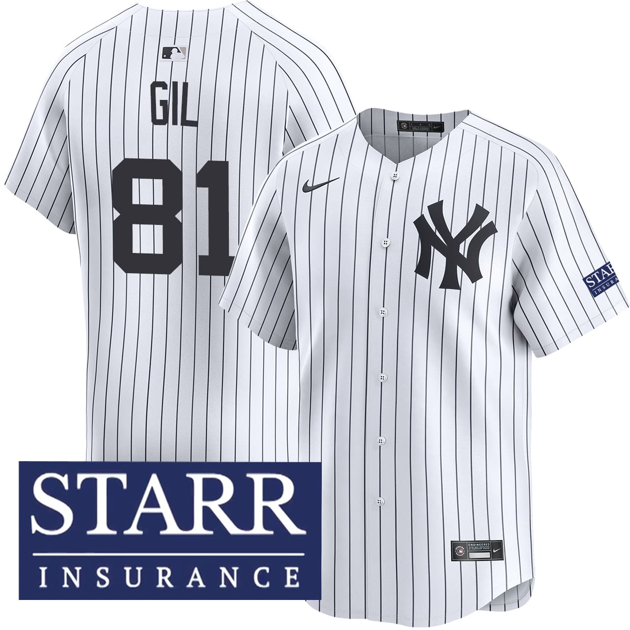 Men's New York Yankees NIKE® Luis Gil Home Limited Starr Patch Jersey