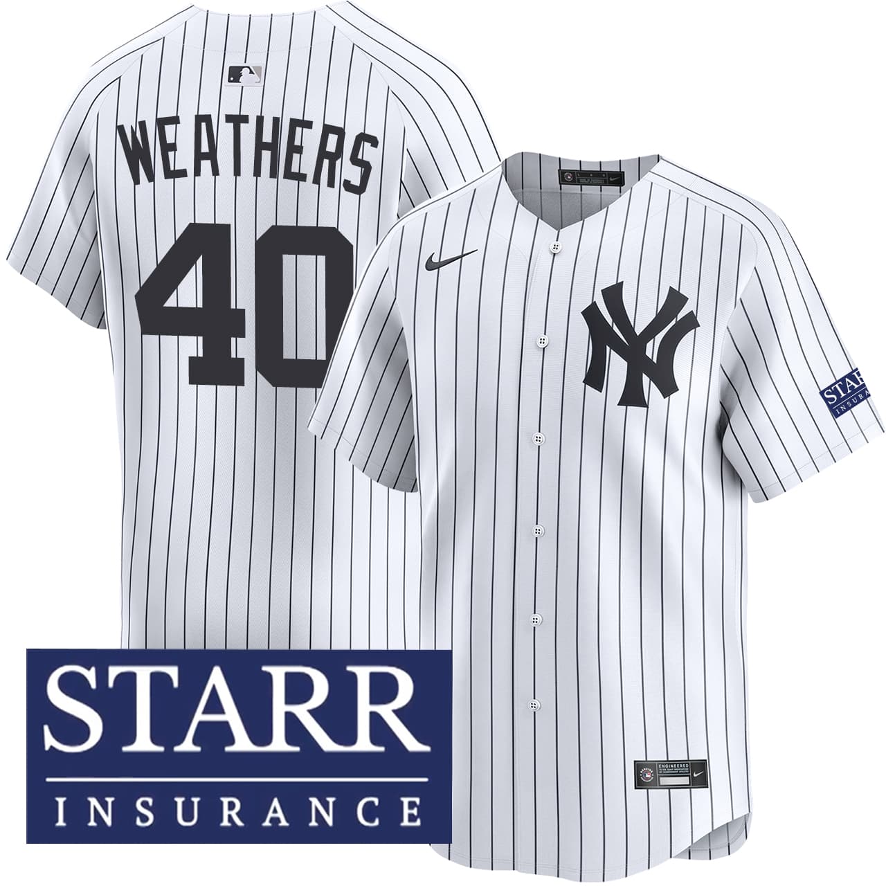 Men's New York Yankees NIKE® Ryan Weathers Home Limited Starr Patch Jersey