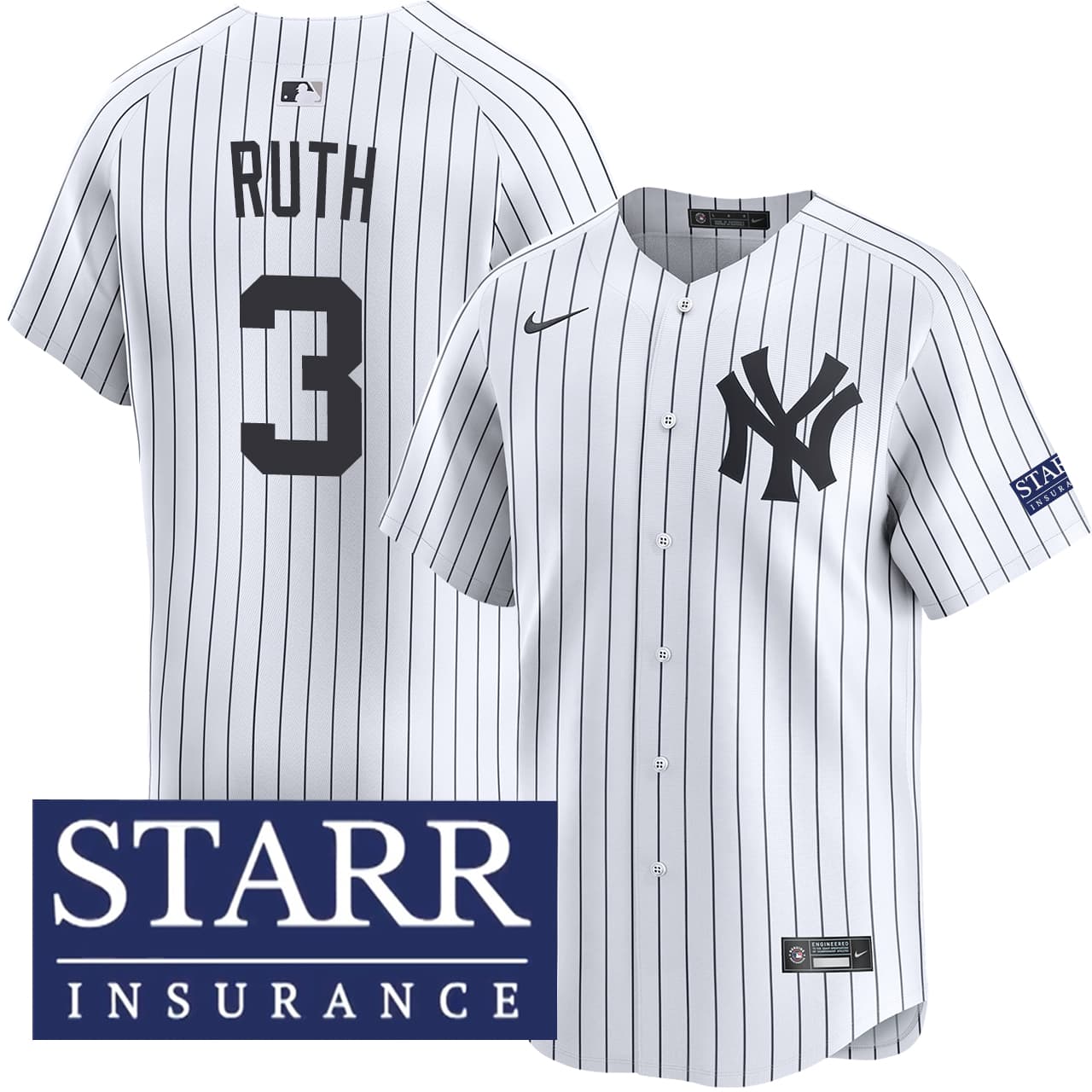 Men's New York Yankees NIKE® Babe Ruth Home Limited Starr Patch Jersey