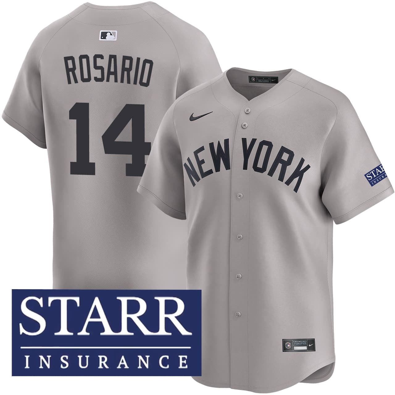 Men's New York Yankees NIKE® Amed Rosario Road Limited Starr Patch Jersey