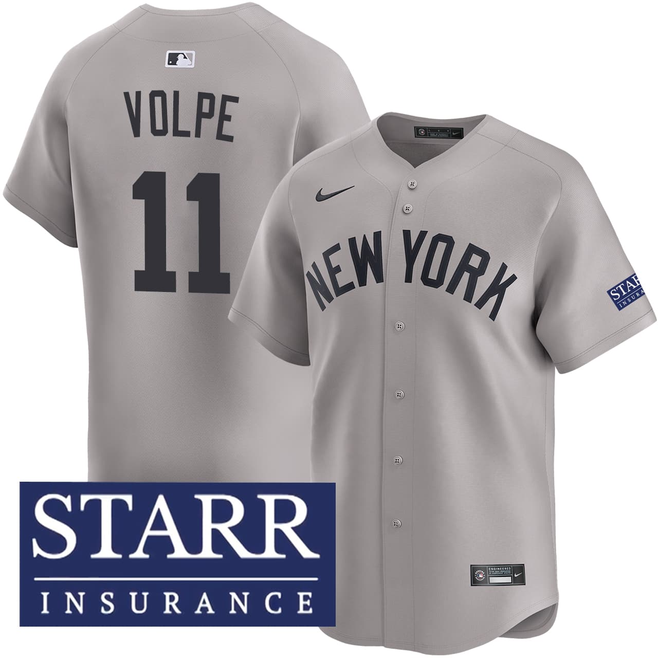 Men's New York Yankees NIKE® Anthony Volpe Road Limited Starr Patch Jersey