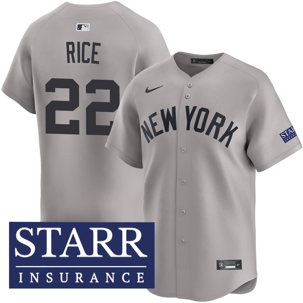 Men's New York Yankees NIKE® Ben Rice Road Limited Starr Patch Jersey