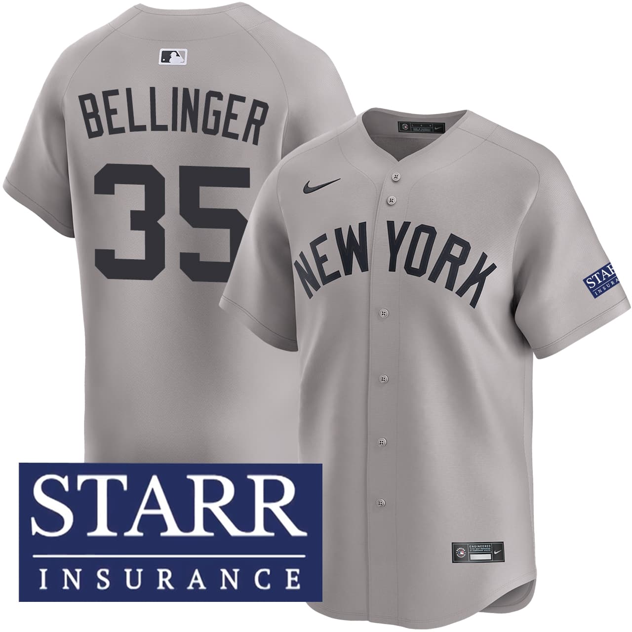 Men's New York Yankees NIKE® Cody Bellinger Road Limited Starr Patch Jersey