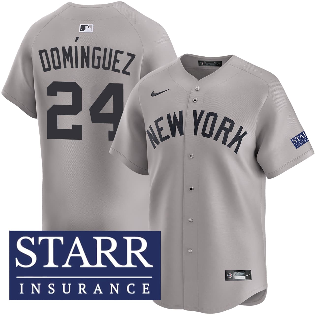 Men's New York Yankees NIKE® Jasson Domínguez Road Limited Starr Patch Jersey