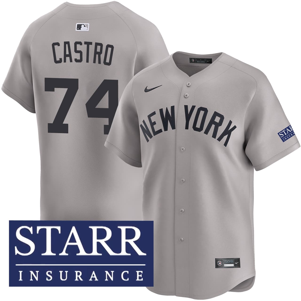 Men's New York Yankees NIKE® Kervin Castro Road Limited Starr Patch Jersey