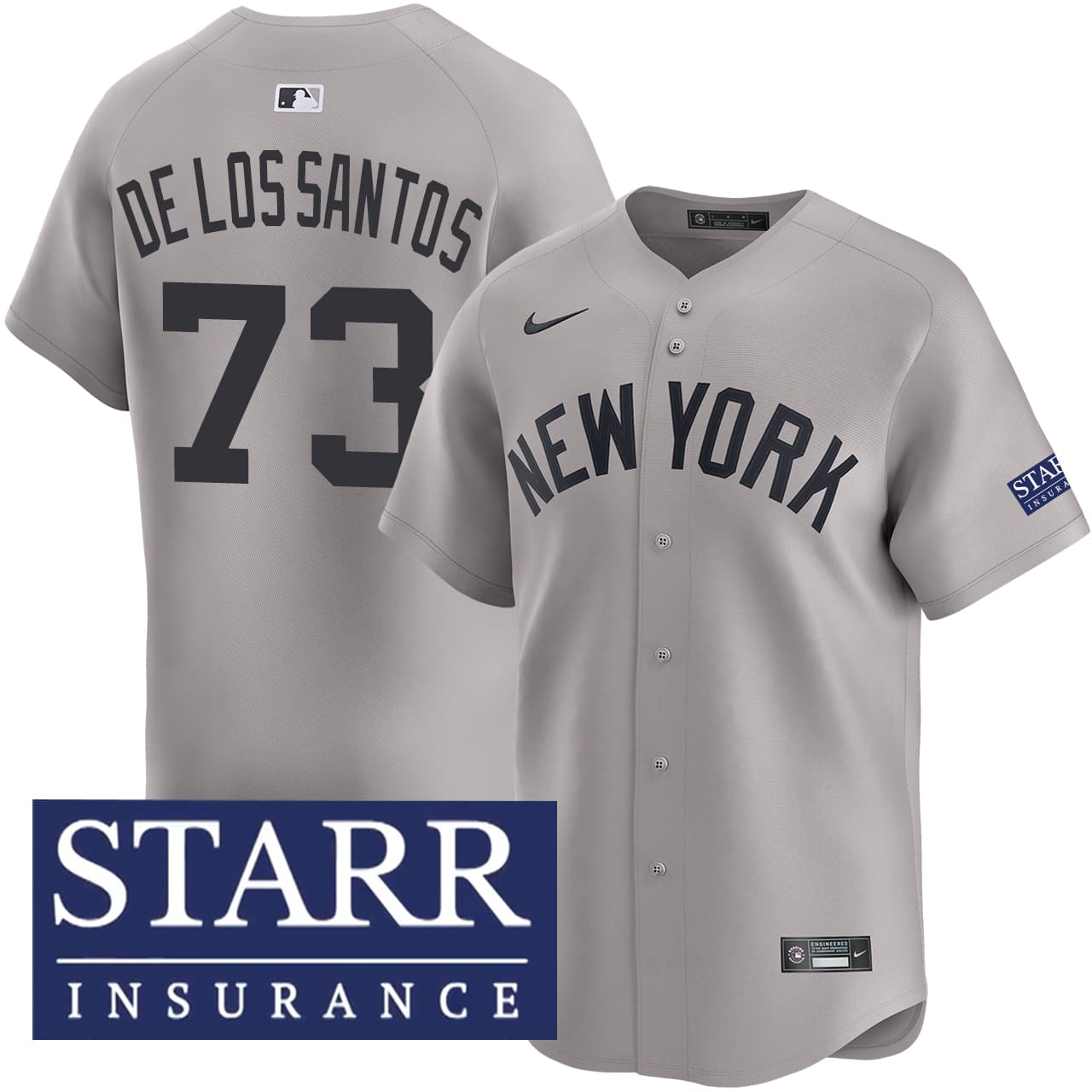Men's New York Yankees NIKE® Yerry De Los Santos Road Limited Starr Patch Jersey