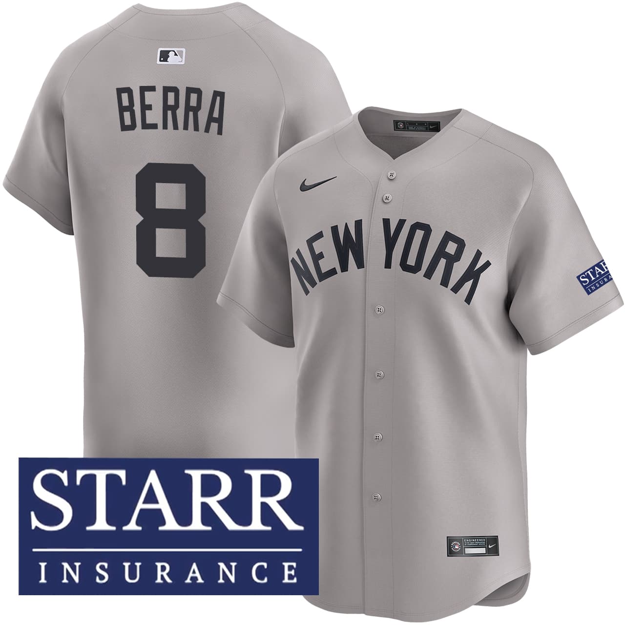 Men's New York Yankees NIKE® Yogi Berra Road Limited Starr Patch Jersey