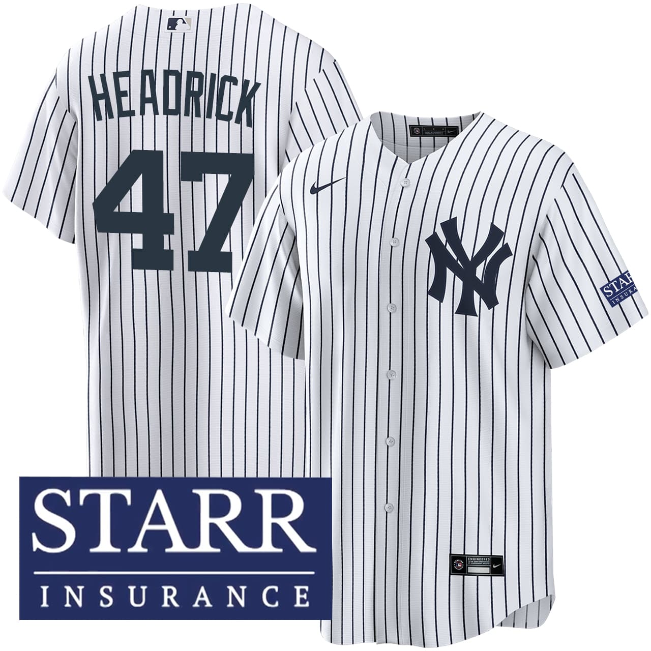 Men's New York Yankees NIKE® Brent Headrick Home Starr Patch Jersey