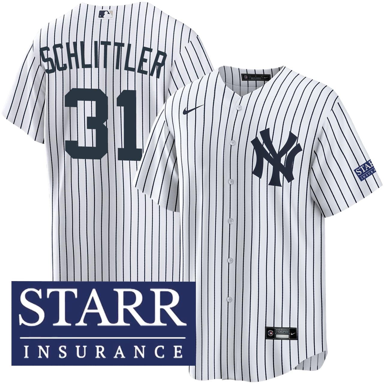 Men's New York Yankees NIKE® Cam Schlittler Home Starr Patch Jersey