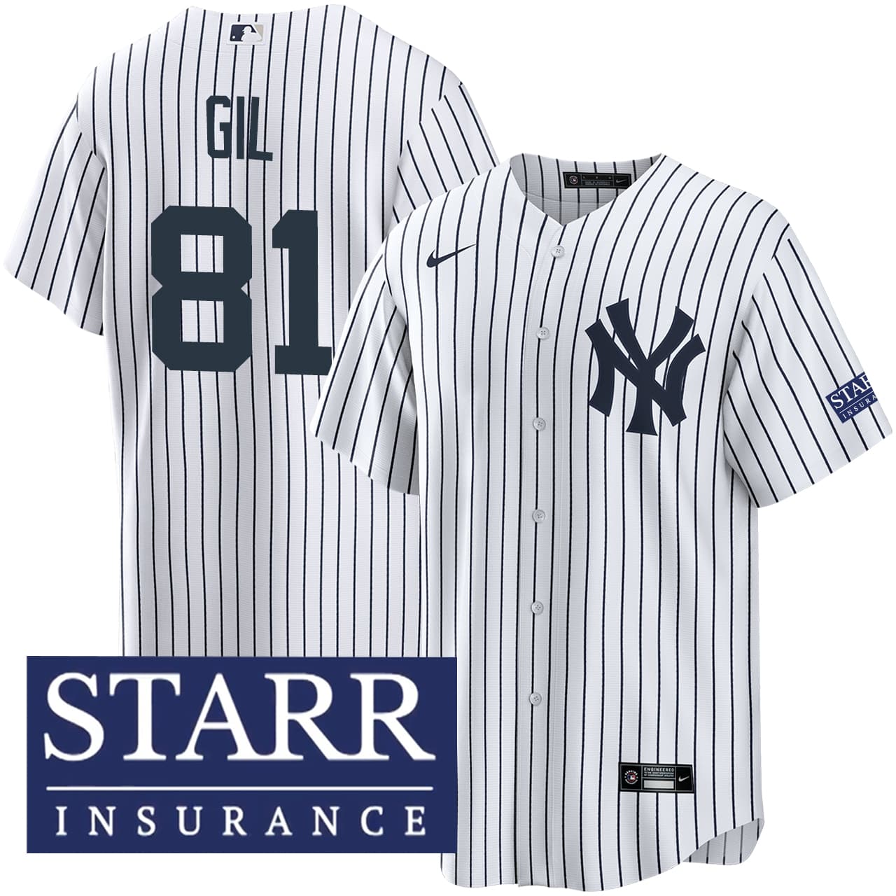 Men's New York Yankees NIKE® Luis Gil Home Starr Patch Jersey