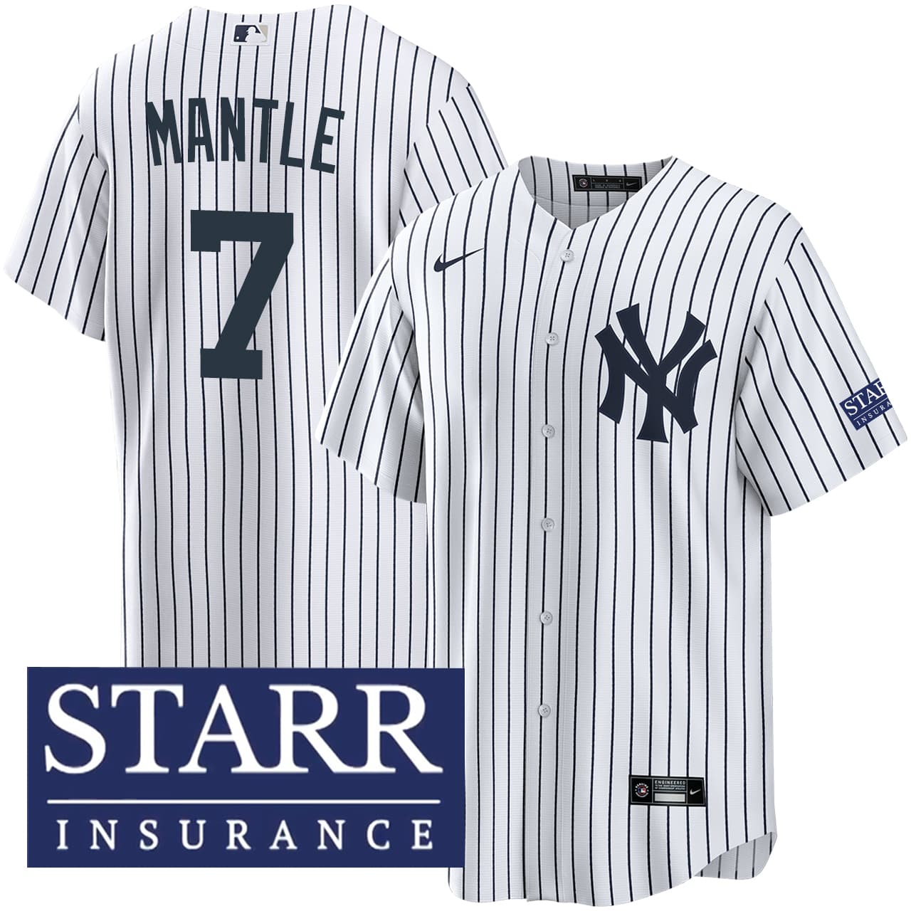 Men's New York Yankees NIKE® Mickey Mantle Home Starr Patch Jersey