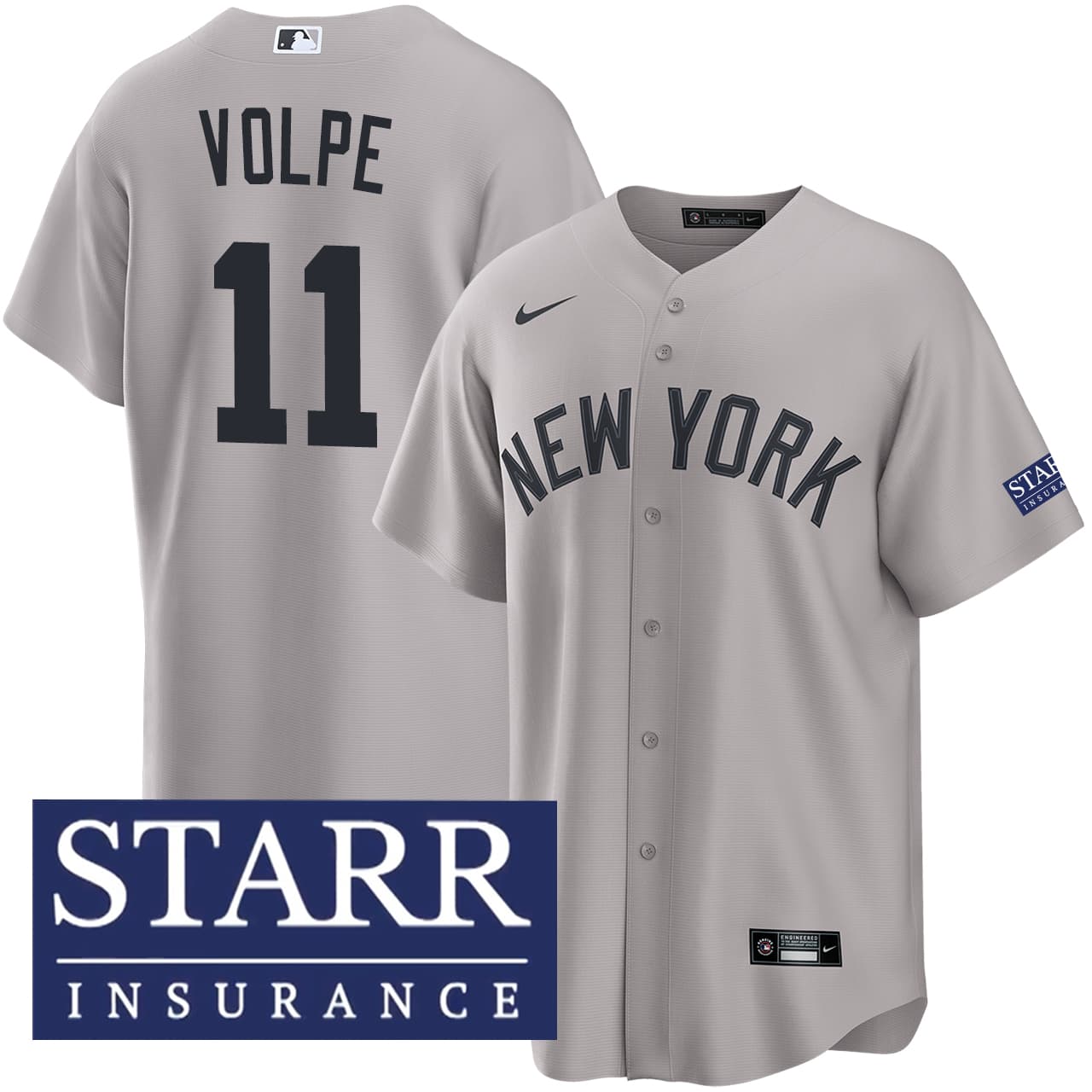 Men's New York Yankees NIKE® Anthony Volpe Road Starr Patch Jersey