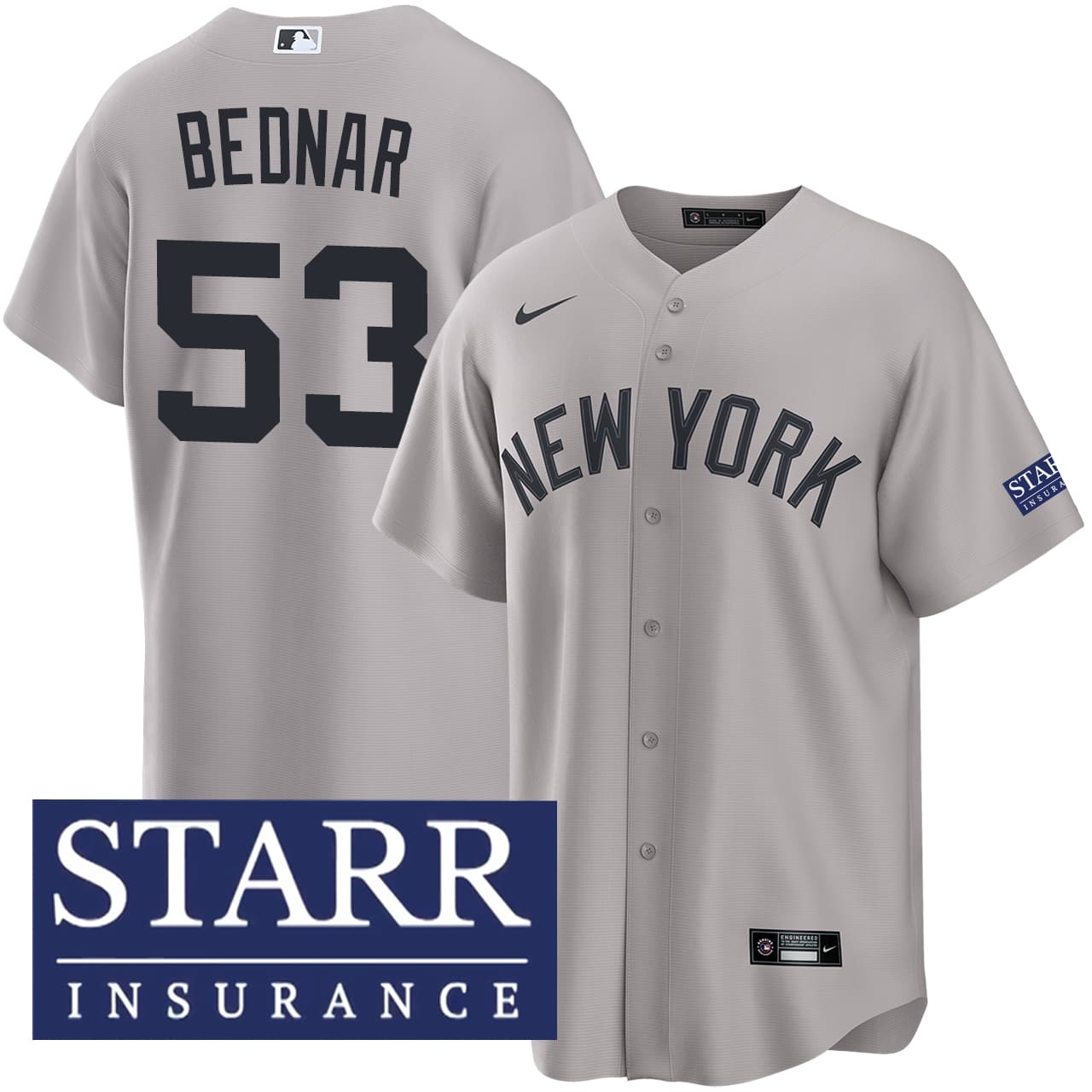 Men's New York Yankees NIKE® David Bednar Road Starr Patch Jersey