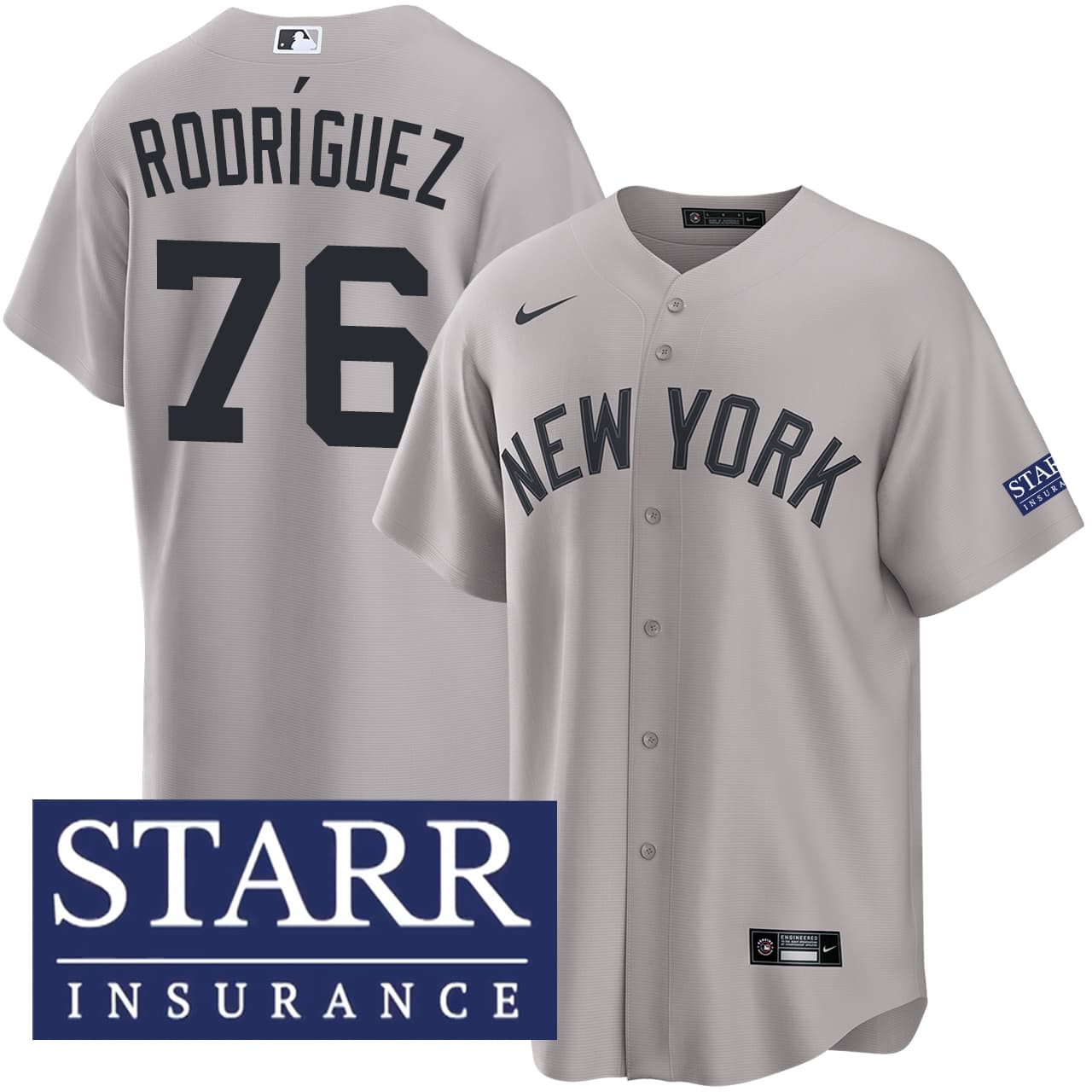 Men's New York Yankees NIKE® Elmer Rodríguez Road Starr Patch Jersey