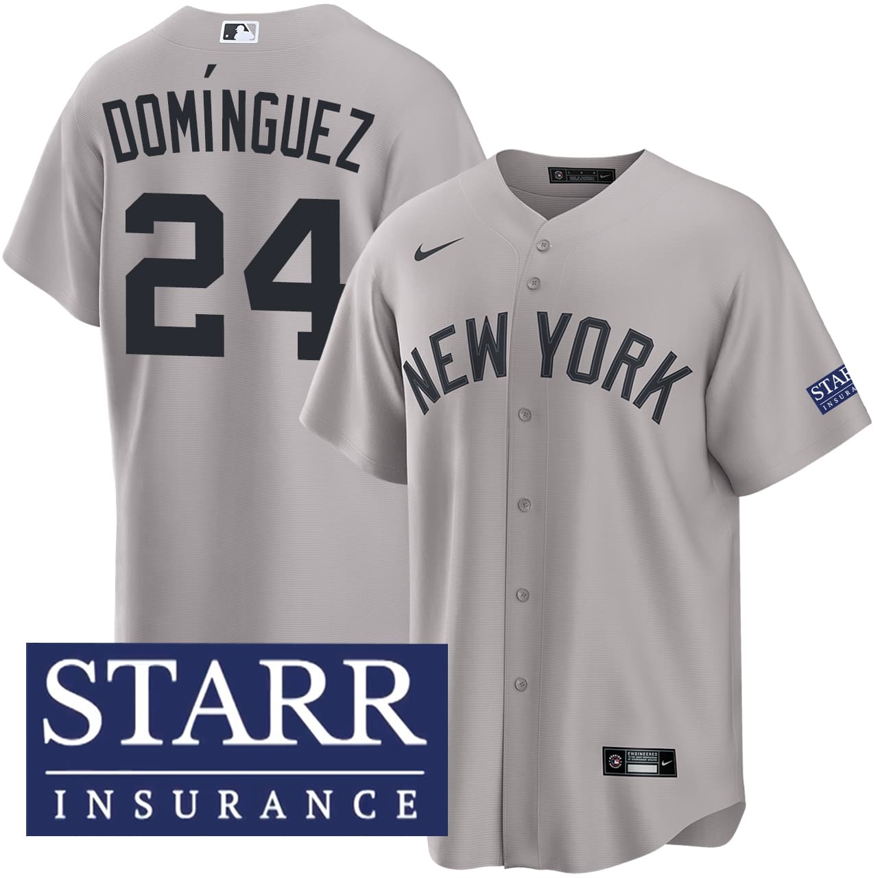 Men's New York Yankees NIKE® Jasson Domínguez Road Starr Patch Jersey