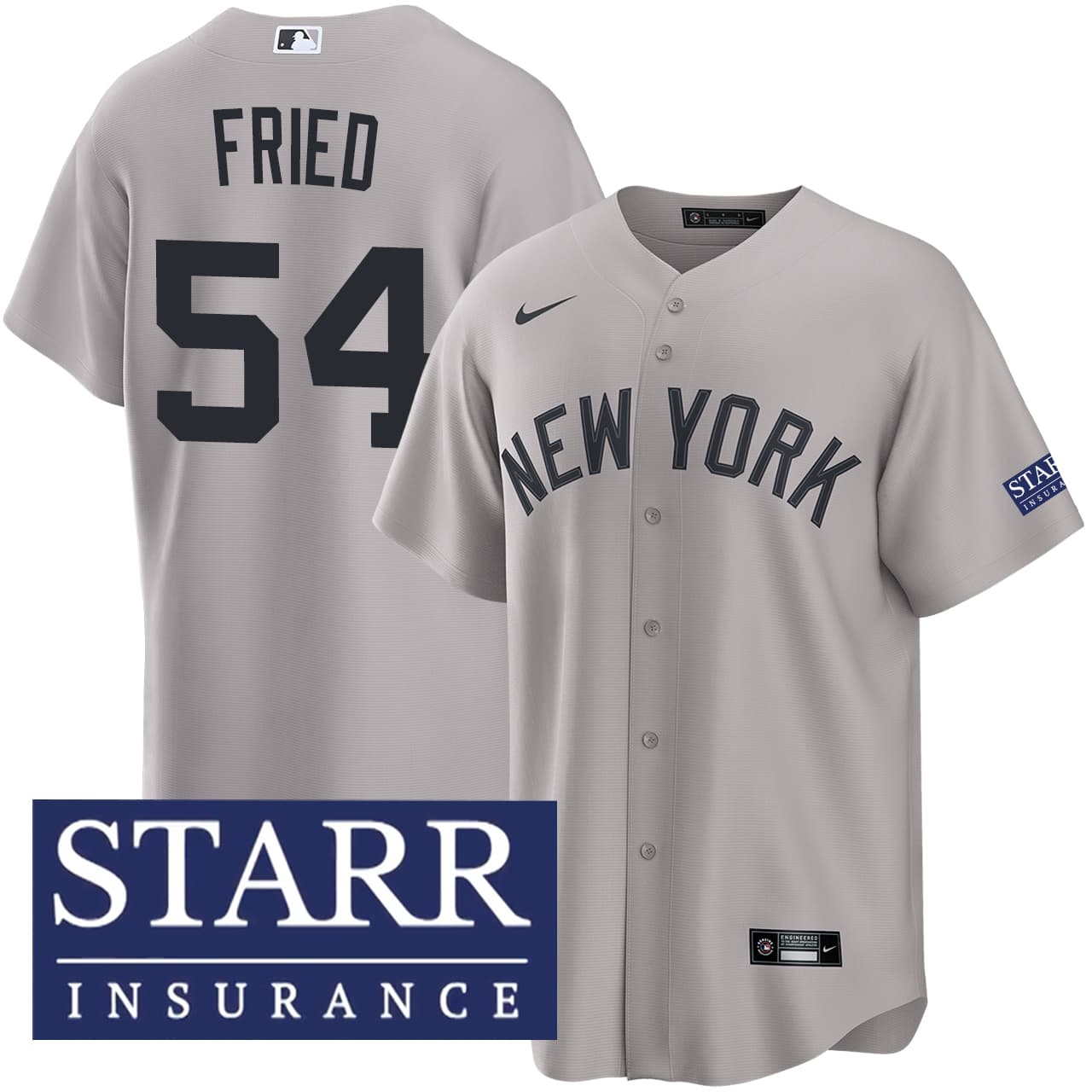 Men's New York Yankees NIKE® Max Fried Road Starr Patch Jersey