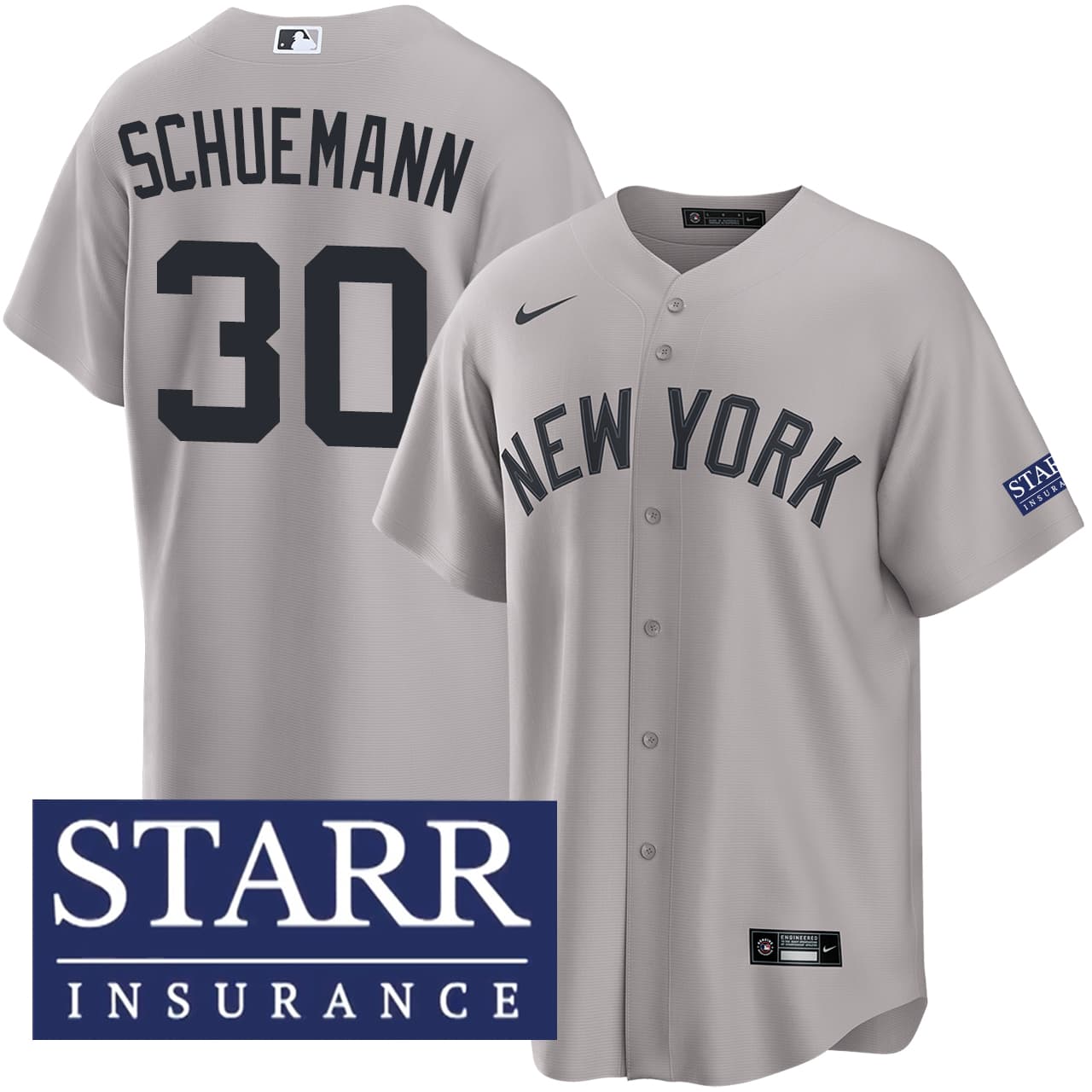 Men's New York Yankees NIKE® Max Schuemann Road Starr Patch Jersey