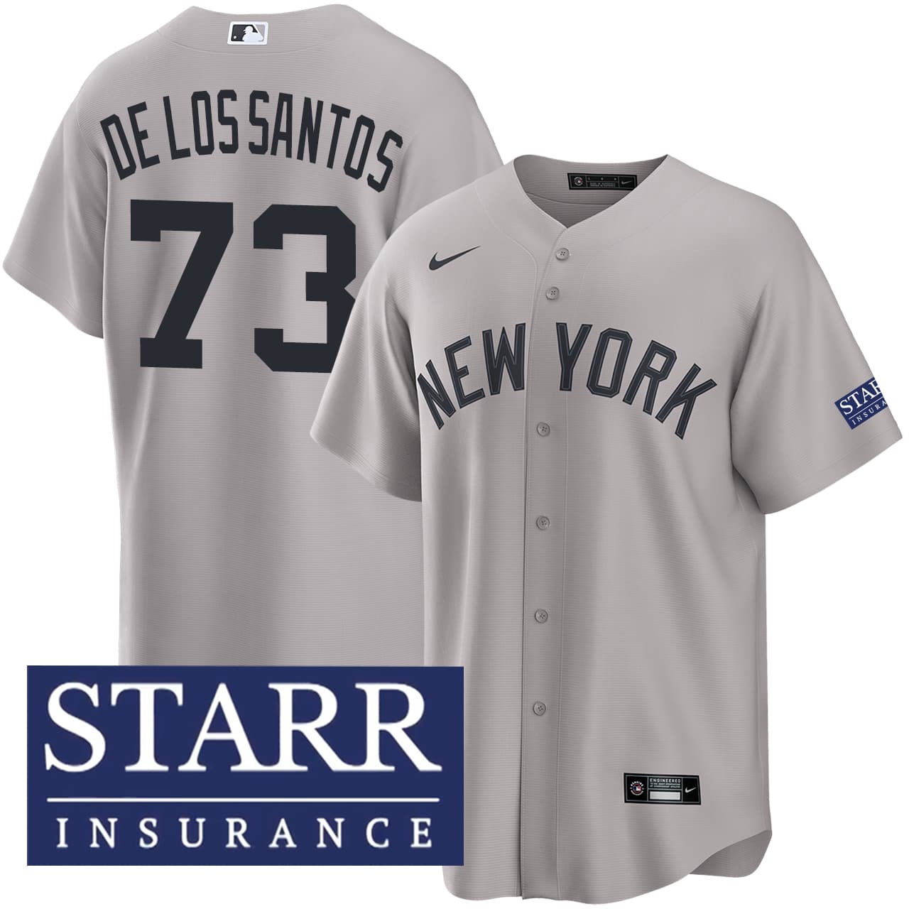 Men's New York Yankees NIKE® Yerry De Los Santos Road Starr Patch Jersey