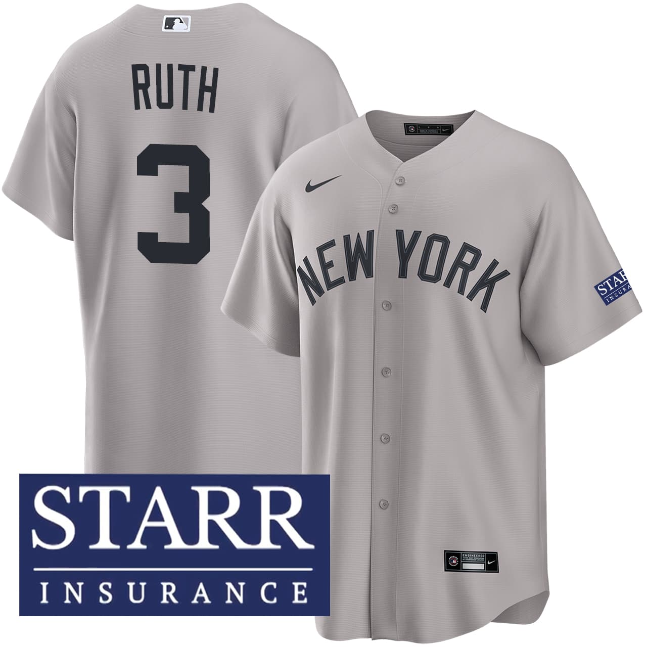 Men's New York Yankees NIKE® Babe Ruth Road Starr Patch Jersey