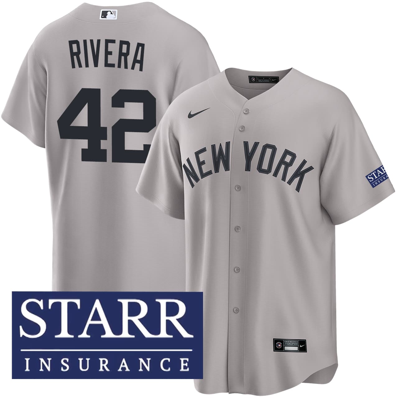 Men's New York Yankees NIKE® Mariano Rivera Road Starr Patch Jersey