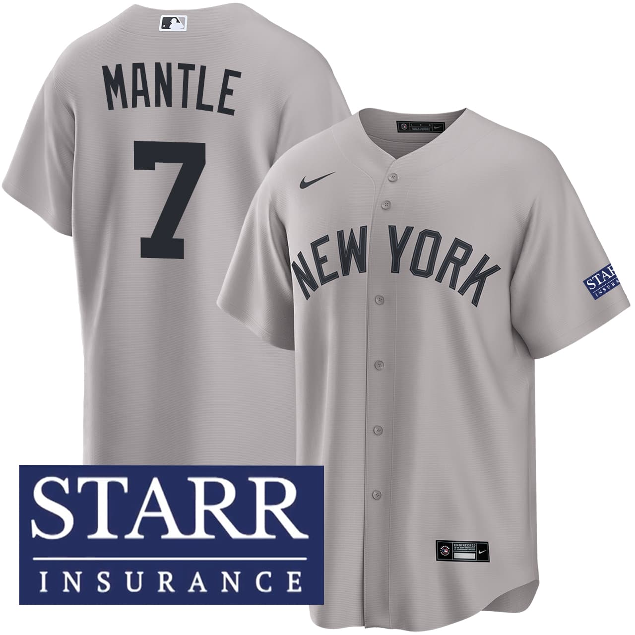 Men's New York Yankees NIKE® Mickey Mantle Road Starr Patch Jersey