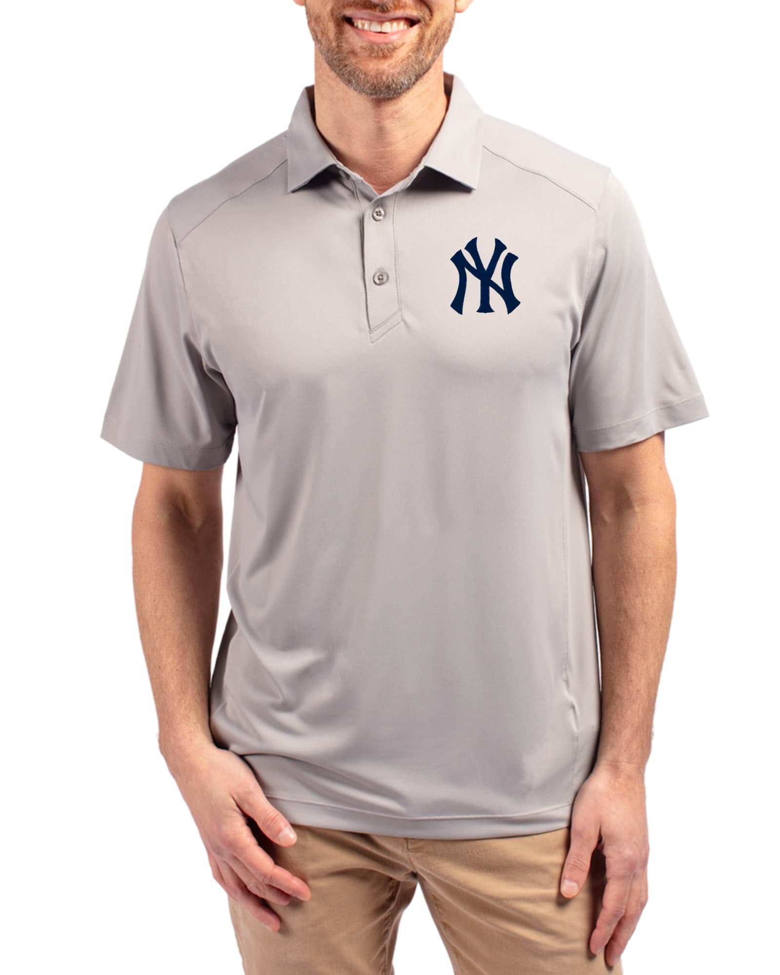 Men's New York Yankees Cutter & Buck Polished Forge Four-Way Stretch Polo