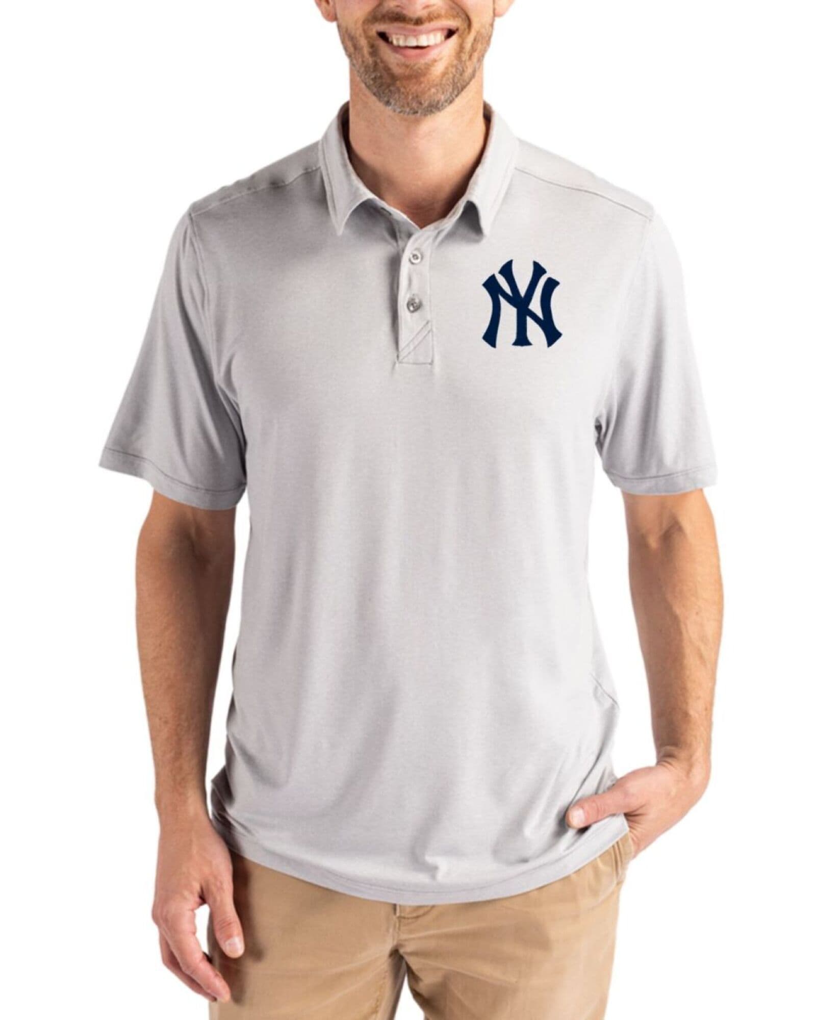 Men's New York Yankees Cutter & Buck Concrete Coastline Double Peached Polo
