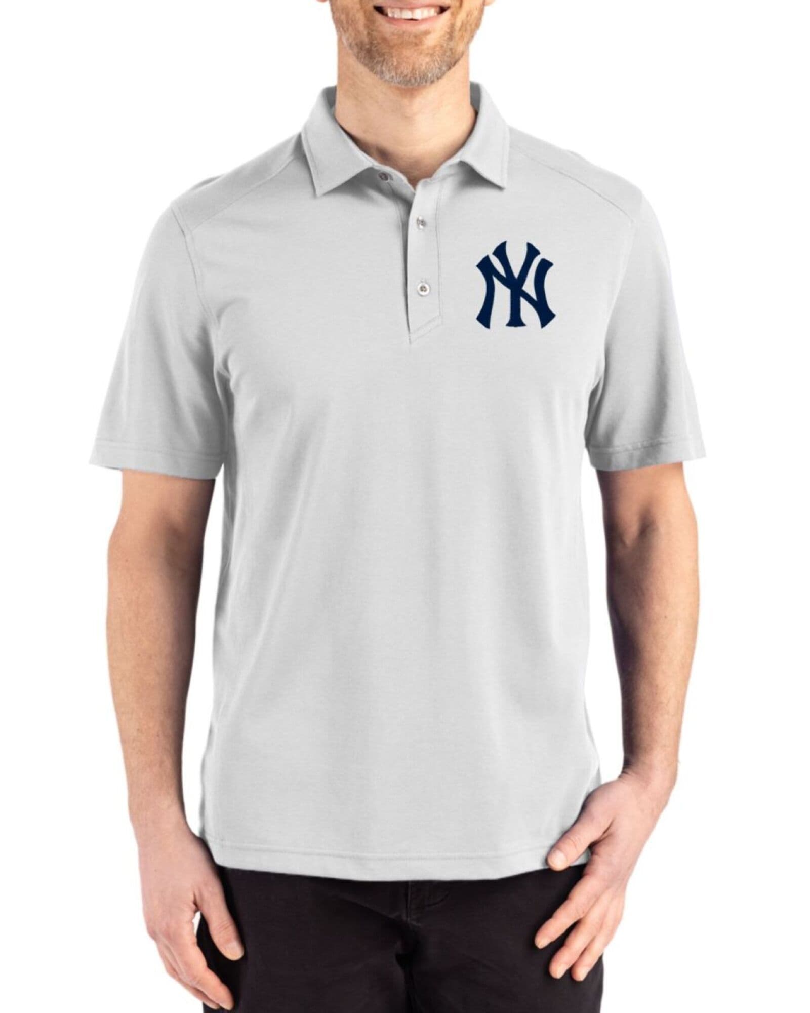 Men's New York Yankees Cutter & Buck Concrete Advantage Refresh Epic Confidence Tri-Blend Pique Polo