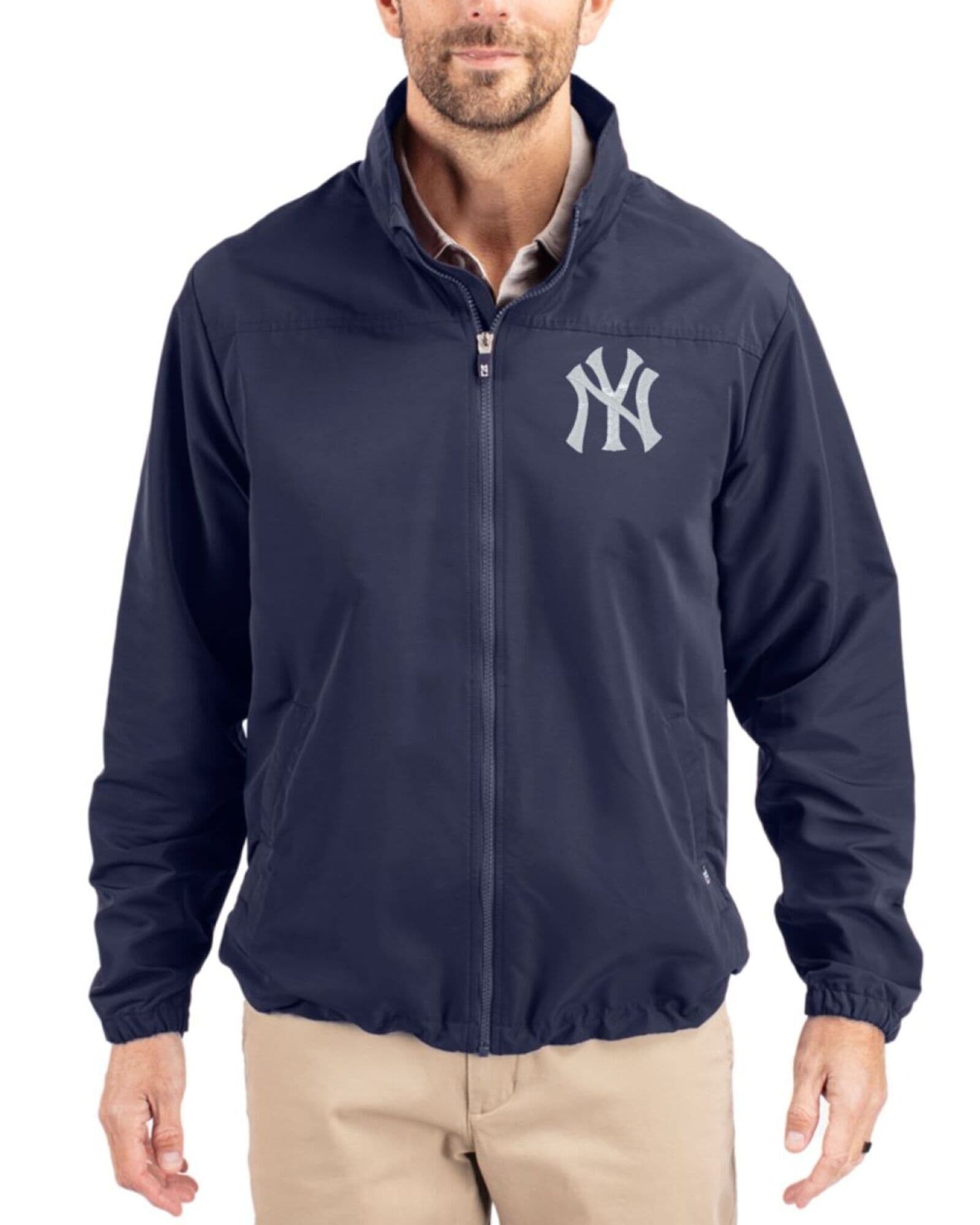 Men's New York Yankees Cutter & Buck Navy Blue Charter Epic Versatility Full Zip Jacket