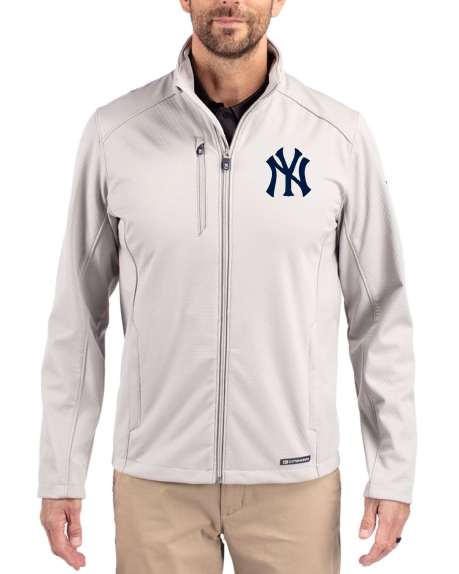 Men's New York Yankees Cutter & Buck Concrete Evoke Epic Versatility Softshell Full Zip Jacket
