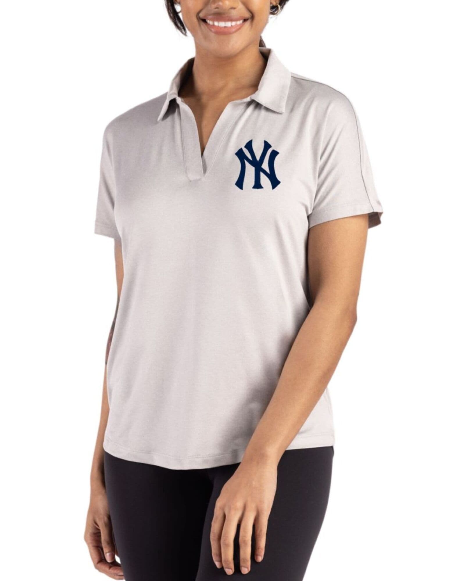 Women's New York Yankees Cutter & Buck Concrete Coastline Double Peached Dolman Polo