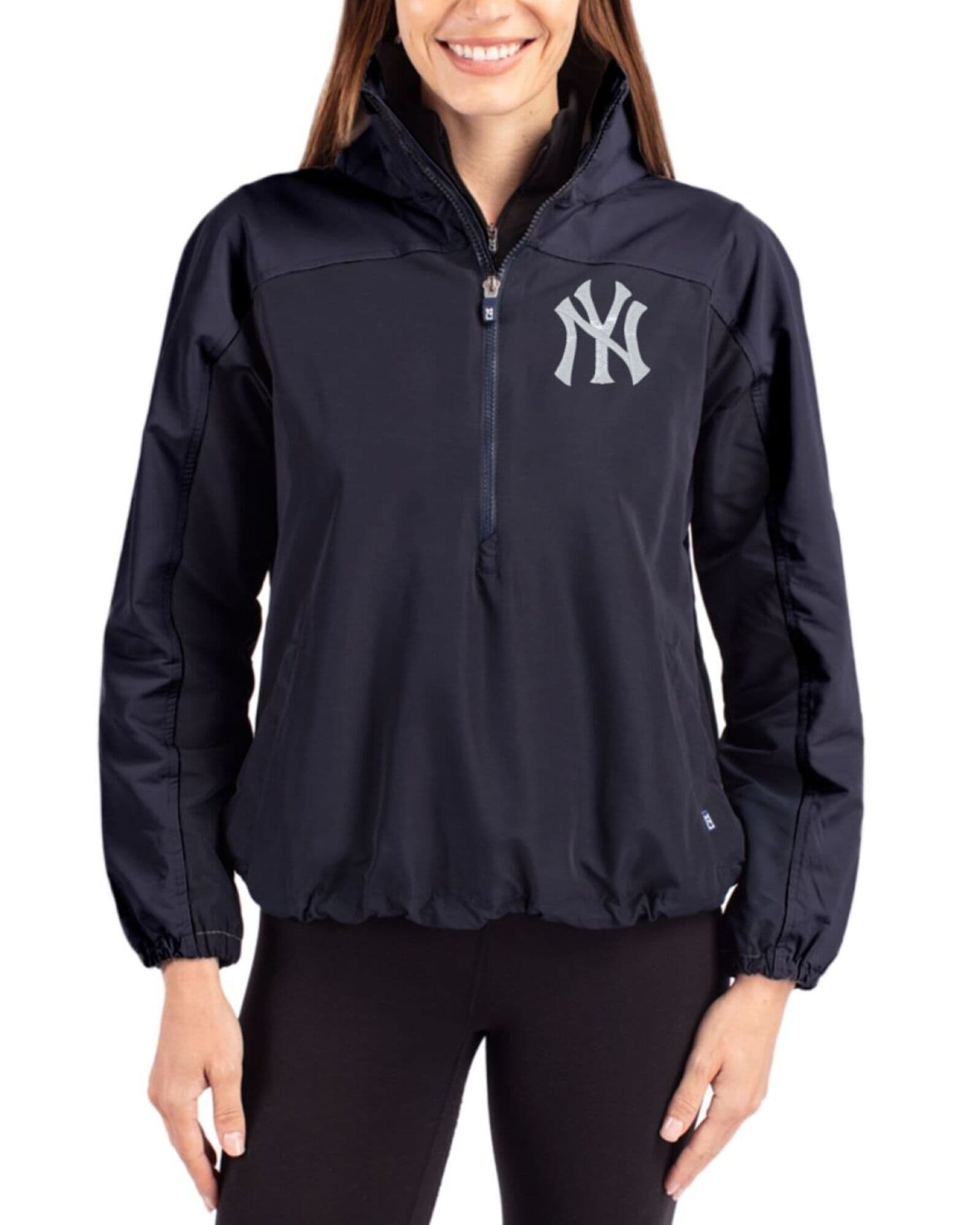 Women's New York Yankees Cutter & Buck Navy Blue Charter Epic Versatility Half Zip Anorak Jacket