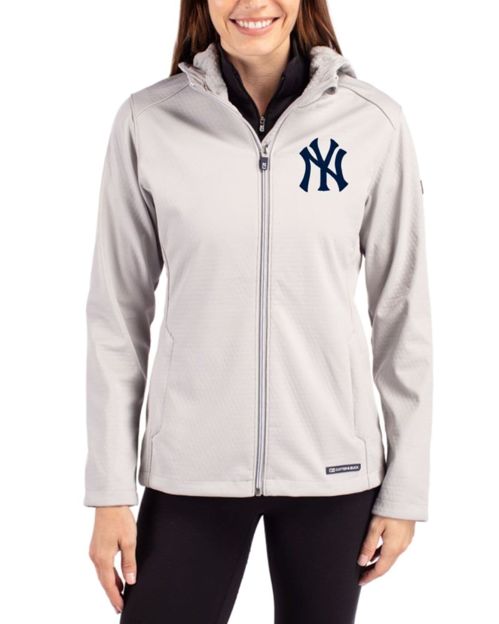 Women's New York Yankees Cutter & Buck Concrete Evoke Epic Versatility Softshell Full Zip Jacket