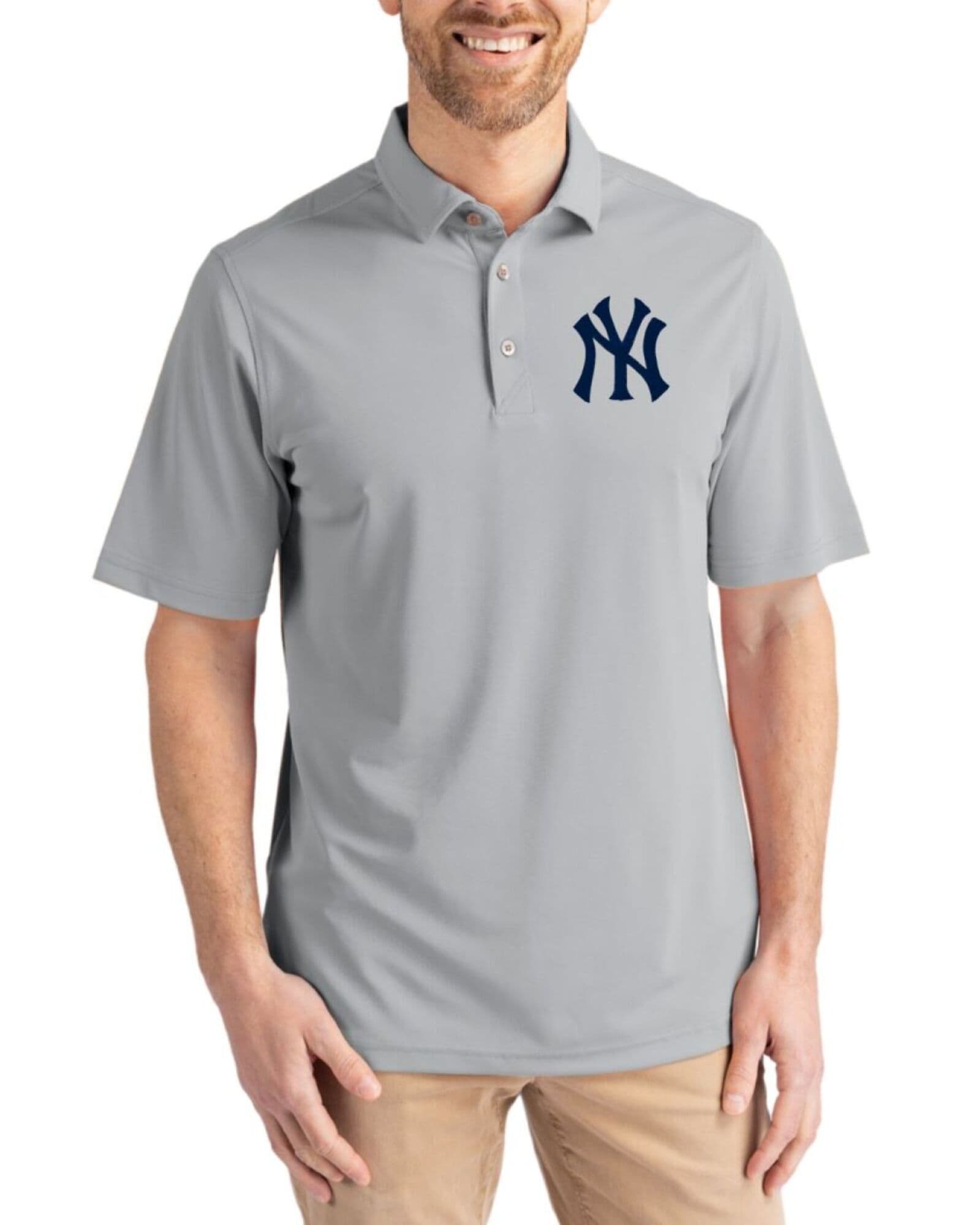 Men's New York Yankees Cutter & Buck Polished Virtue Epic Confidence Pique Big & Tall Polo