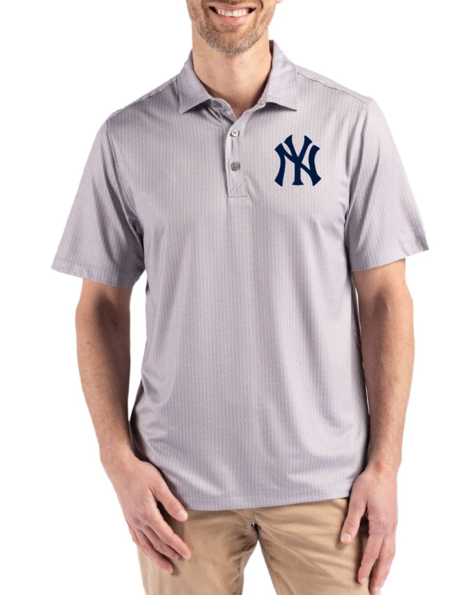 Men's New York Yankees Cutter & Buck Polished Pike Shadow Check Print Big & Tall Polo