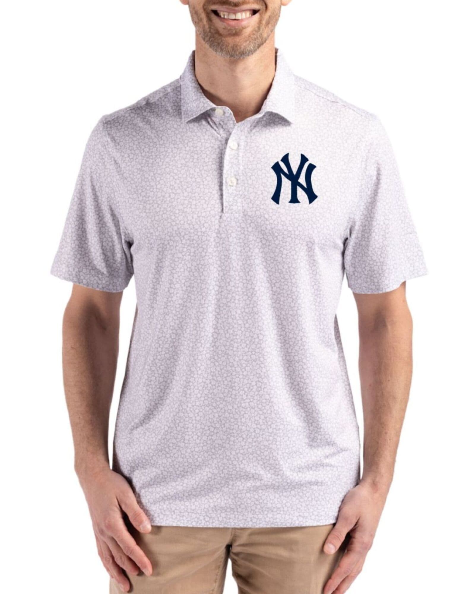 Men's New York Yankees Cutter & Buck Polished Pike Flora Print Big & Tall Polo