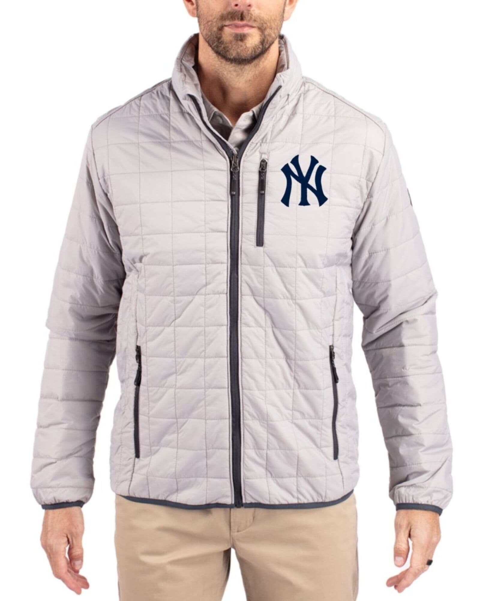 Men's New York Yankees Cutter & Buck Polished Rainier Insulated Puffer Big & Tall Full Zip Jacket