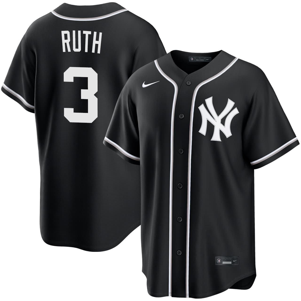 Men's New York Yankees NIKE® Babe Ruth Black Out Jersey
