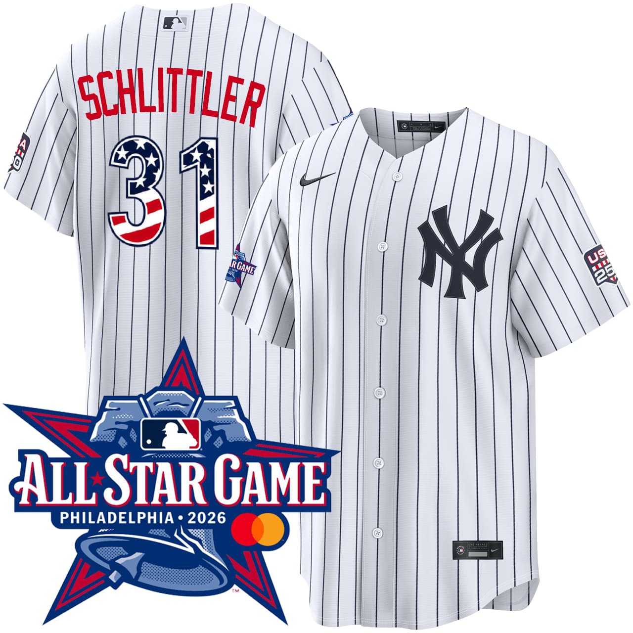 Men's New York Yankees Cam Schlittler NIKE® 2026 All-Star Edition Stars & Stripes Home Jersey