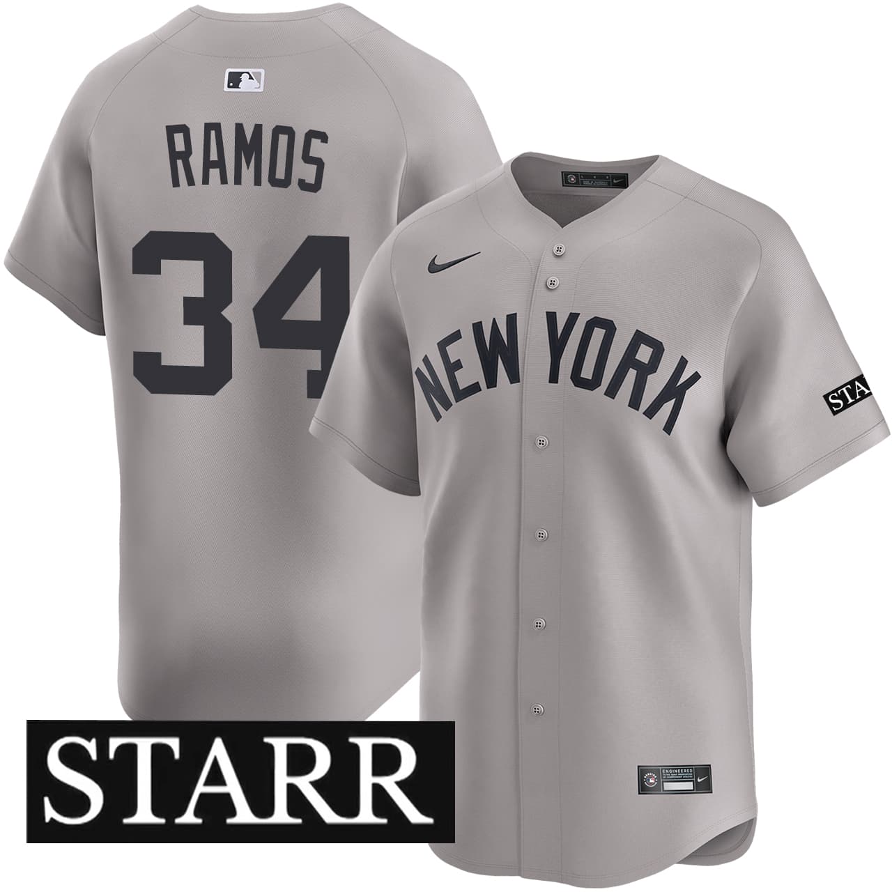 Men's New York Yankees NIKE® Heliot Ramos Road Limited Starr Patch Jersey