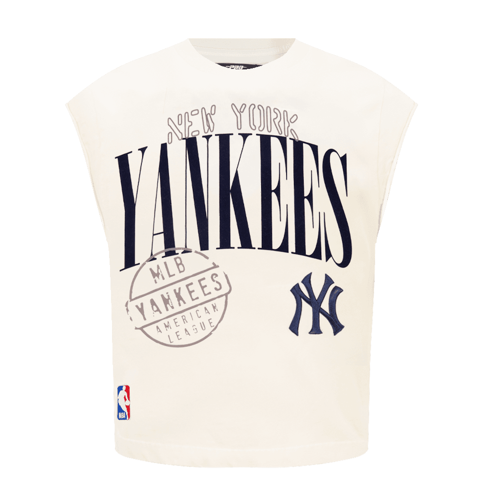 Men’s New York Yankees Eggshell Stamped Cut Off Shirt by Pro Standard®