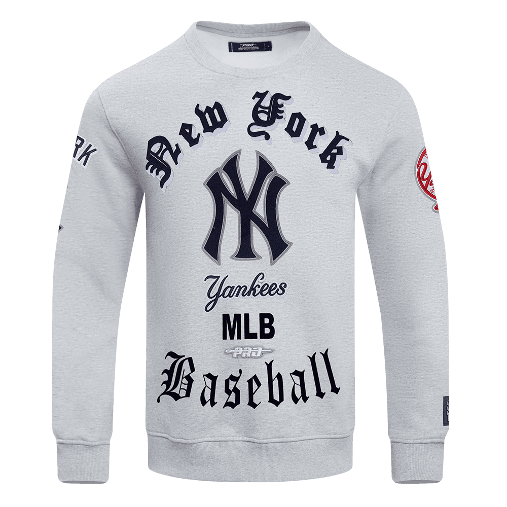 Men’s New York Yankees Heather Grey Old English Crewneck Sweatshirt by Pro Standard®