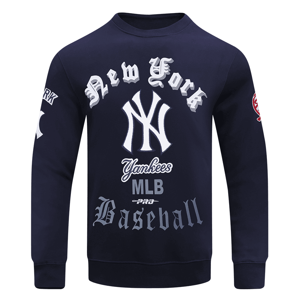 Men’s New York Yankees Midnight Navy Old English Crewneck Sweatshirt by Pro Standard®
