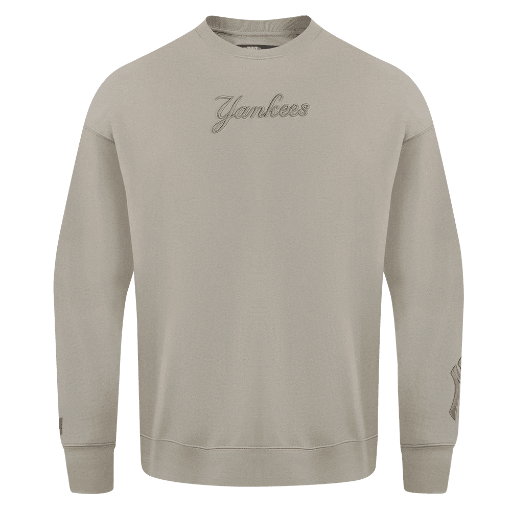 Men’s New York Yankees Taupe Wingspan Crewneck Sweatshirt with NY Sleeve Logo by Pro Standard®