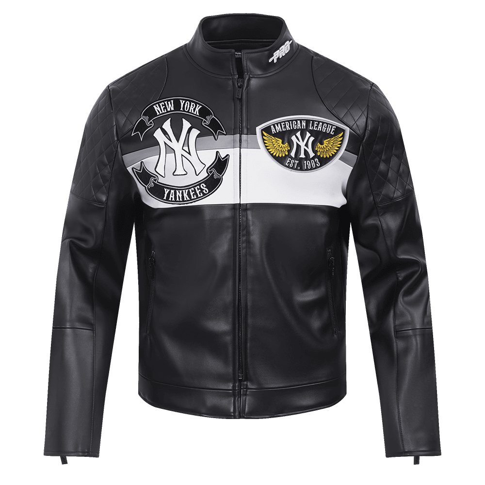 Men’s New York Yankees Black and White Born For Sport Leather Jacket by Pro Standard®