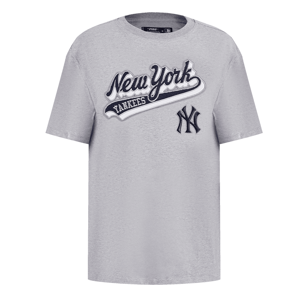 Women’s New York Yankees Heather Grey Script Tail Bf Tee by Pro Standard®