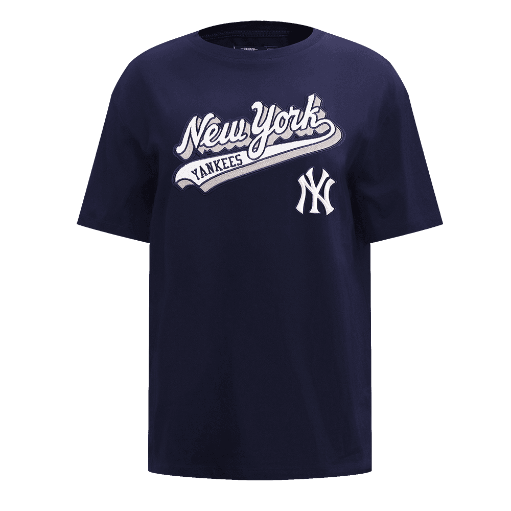Women’s New York Yankees Midnight Navy Script Tail Bf Tee by Pro Standard®