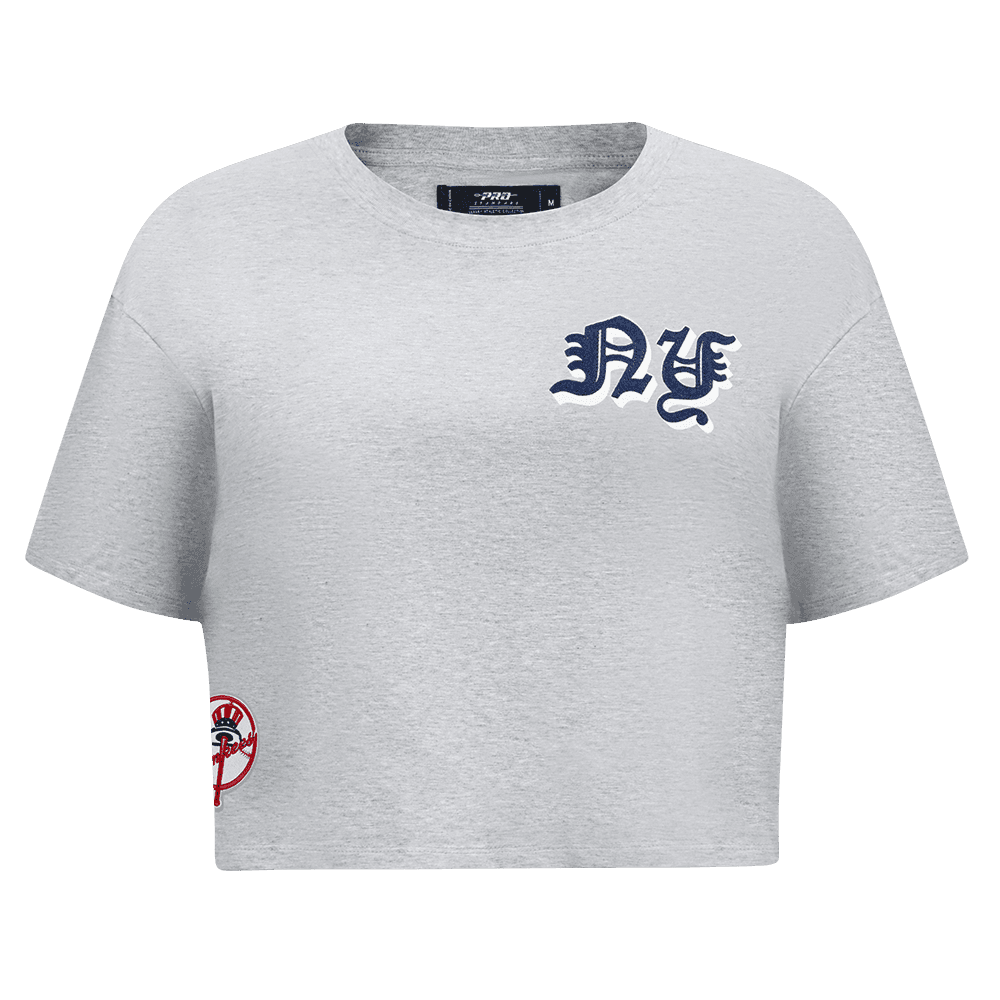 Women’s New York Yankees Heather Grey Old English Boxy Tee by Pro Standard®